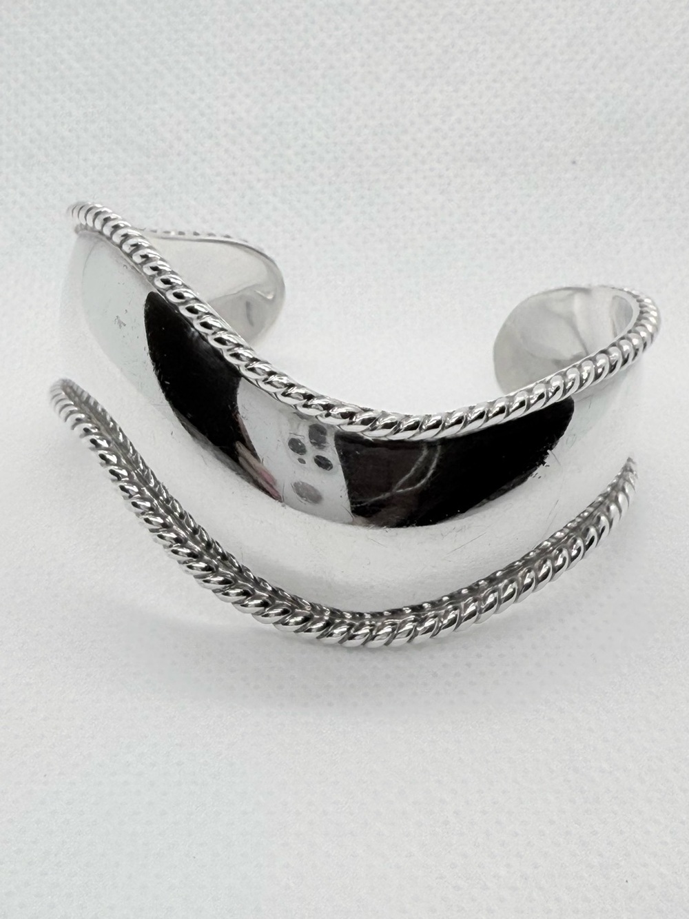 Taxco Solid Sterling Silver Polished Twisted Rope Cuff Bracelet - Vintage